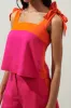 Viceland Tie Strap Color Block Crop Top sold by Sugarlips