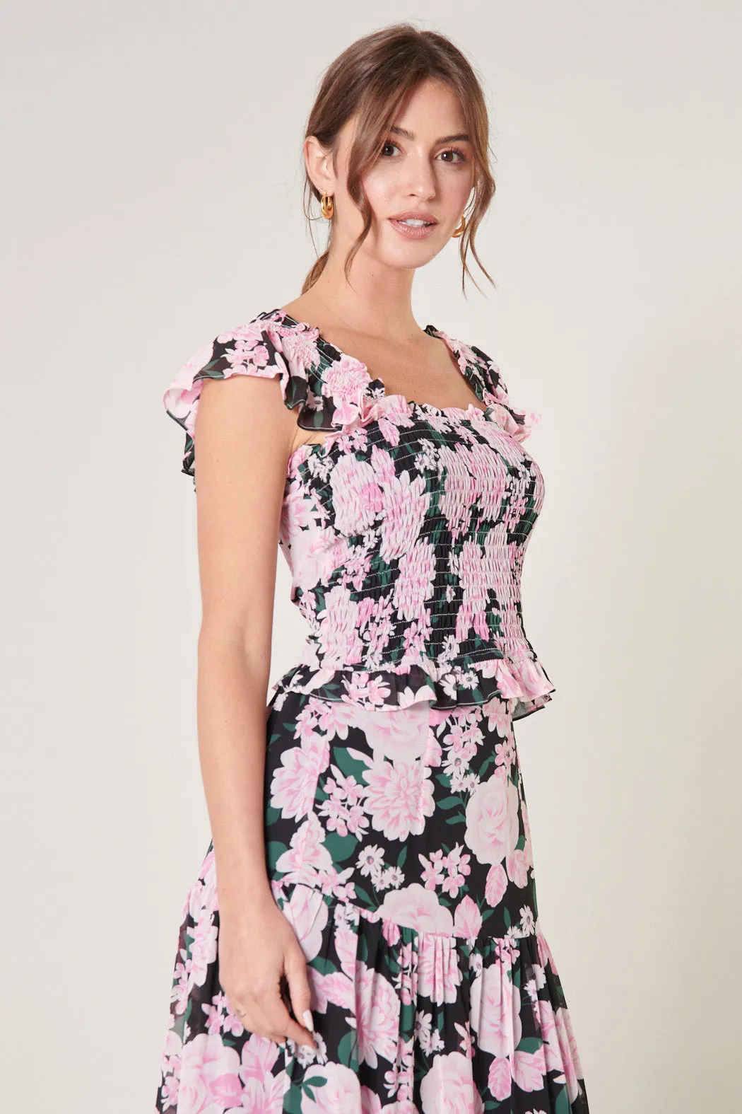 Angelica Floral Frolic Square Neck Smocked Front Top sold by Sugarlips product image thumbnail 4