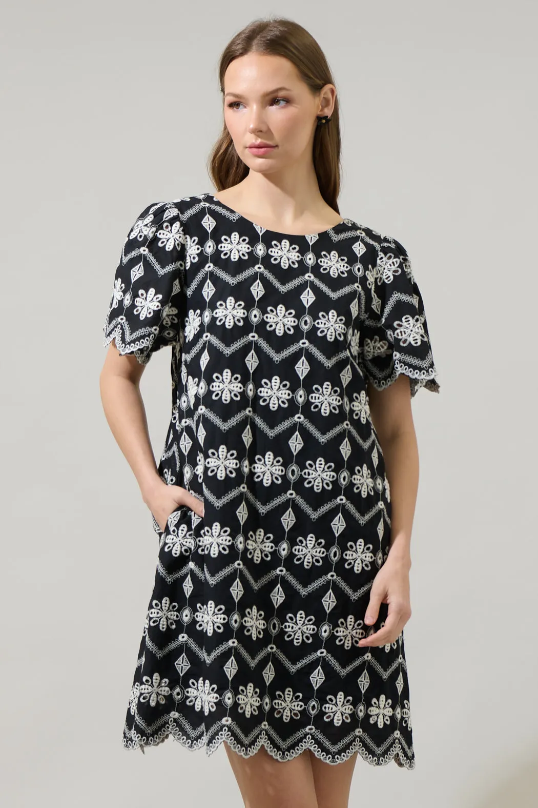 Elle Floral Ruth Eyelet Mini Dress sold by Sugarlips