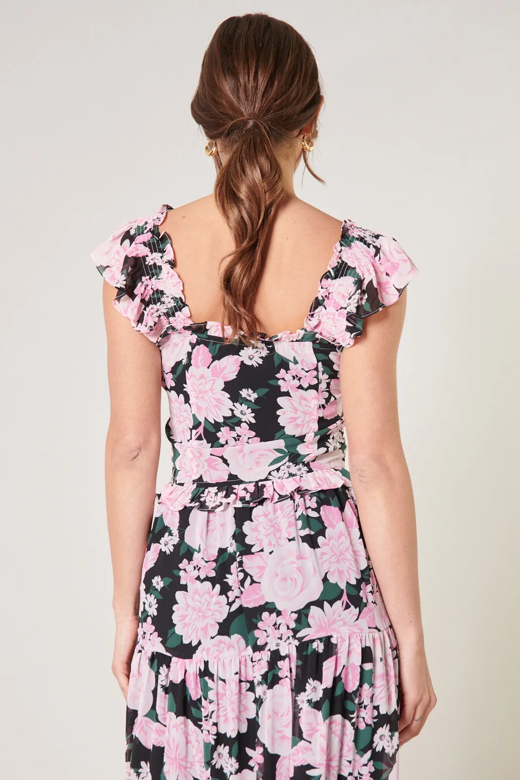 Angelica Floral Frolic Square Neck Smocked Front Top sold by Sugarlips product image thumbnail 3