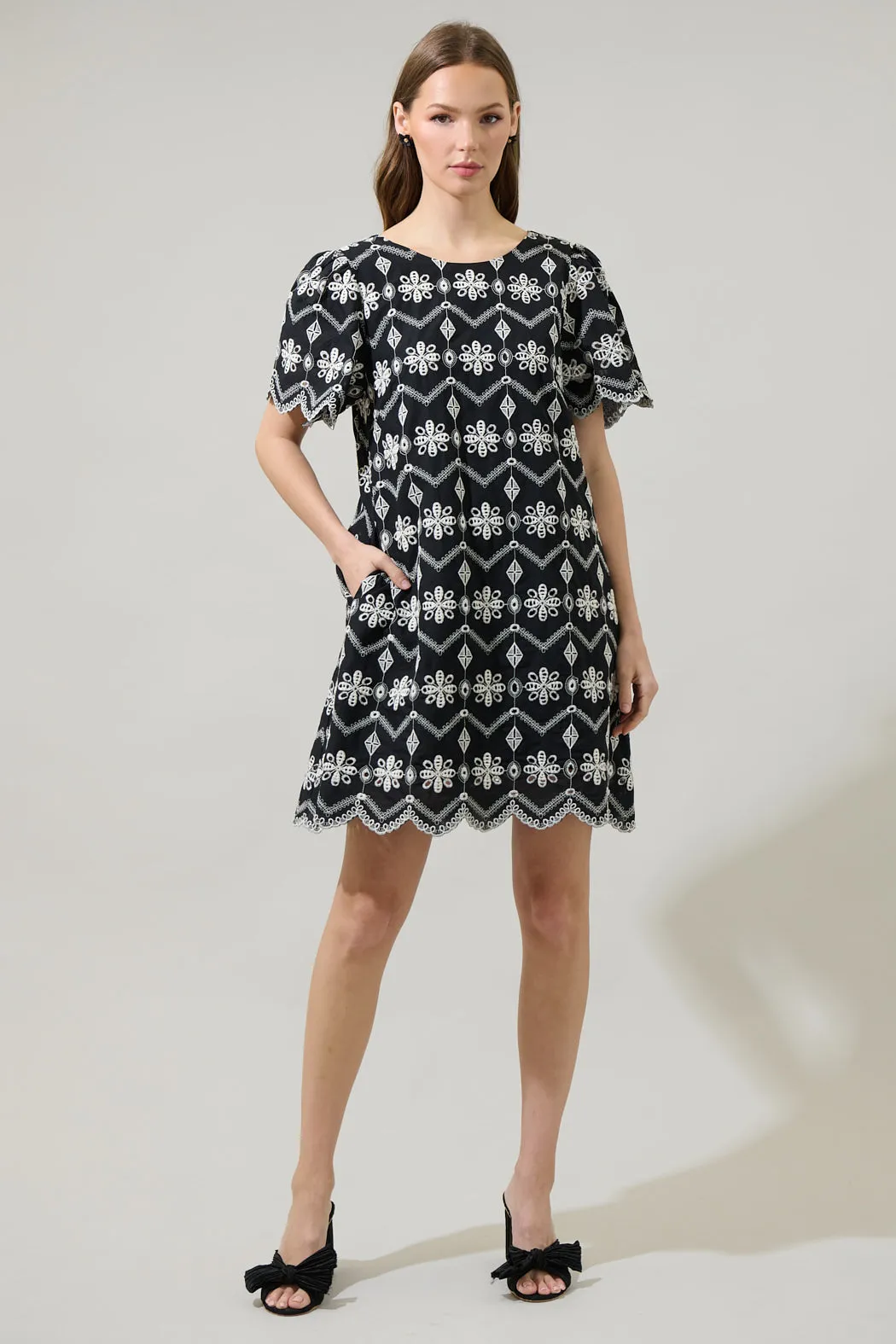 Elle Floral Ruth Eyelet Mini Dress sold by Sugarlips product image thumbnail 4