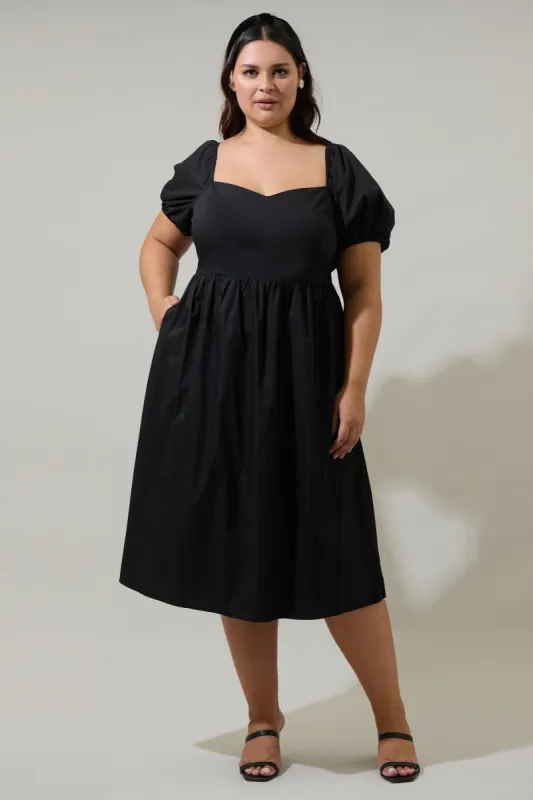 Sun City Alessi Puff Sleeve Midi Dress Curve sold by Sugarlips