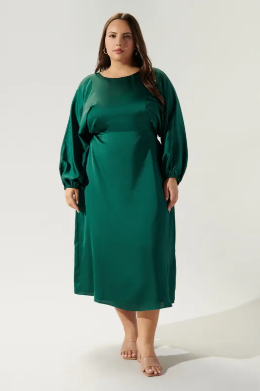 Chateau Satin Dolman Sleeve Midi Dress Curve sold by Sugarlips