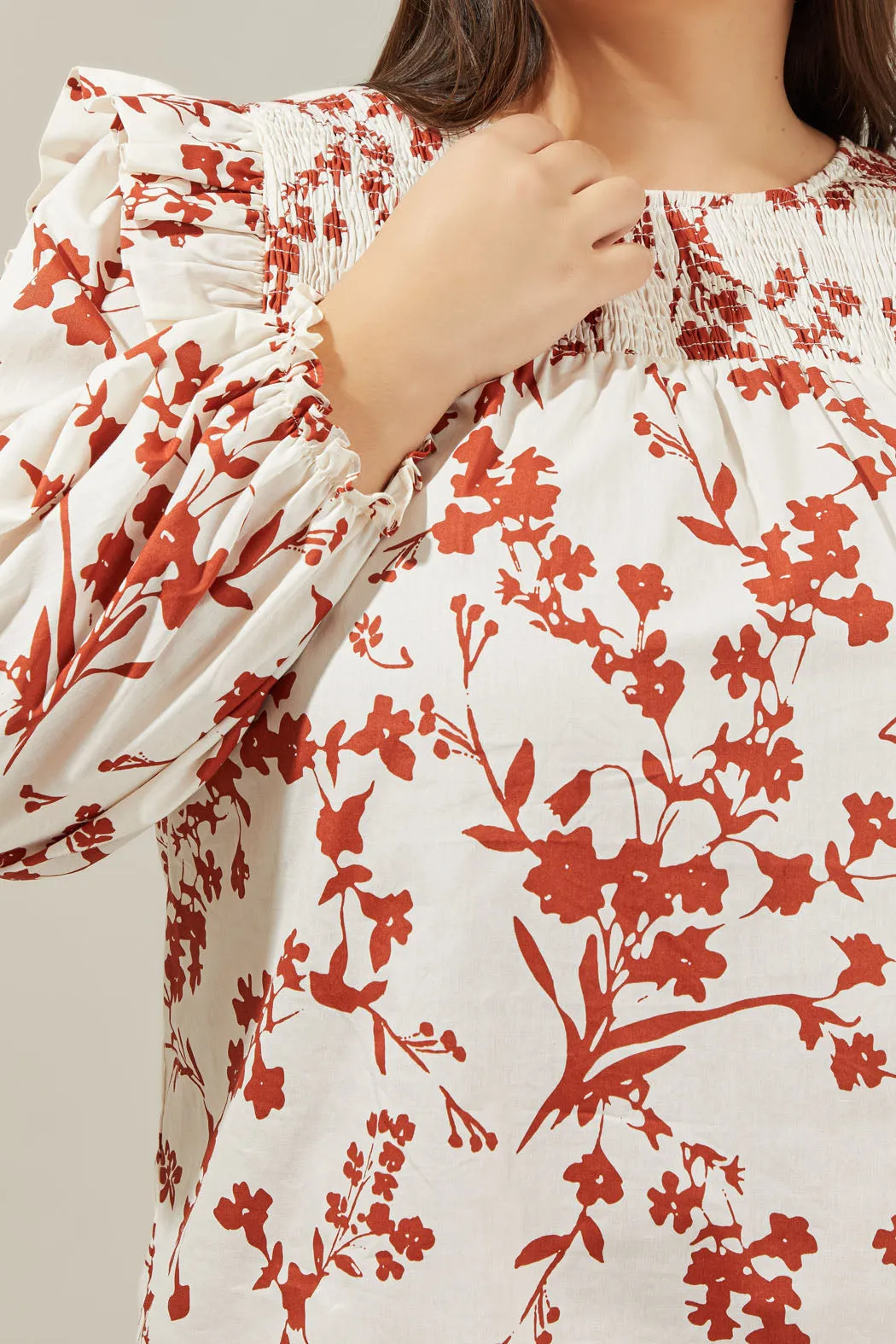 Garnet Floral Smocked Top Curve sold by Sugarlips product image thumbnail 5