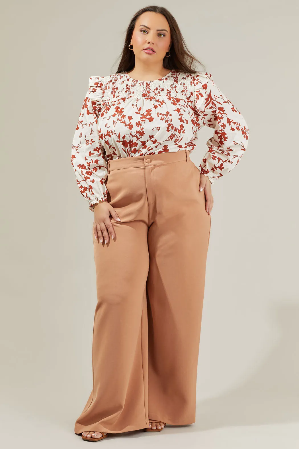 Garnet Floral Smocked Top Curve sold by Sugarlips product image thumbnail 4