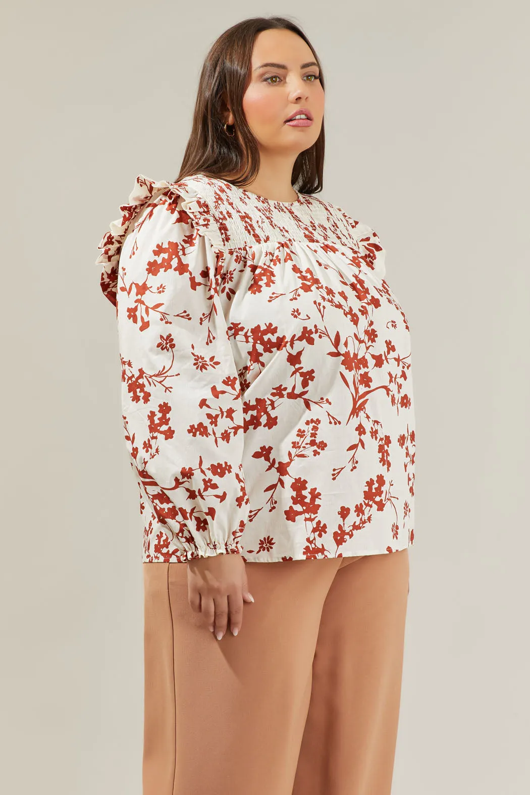 Garnet Floral Smocked Top Curve sold by Sugarlips product image thumbnail 3