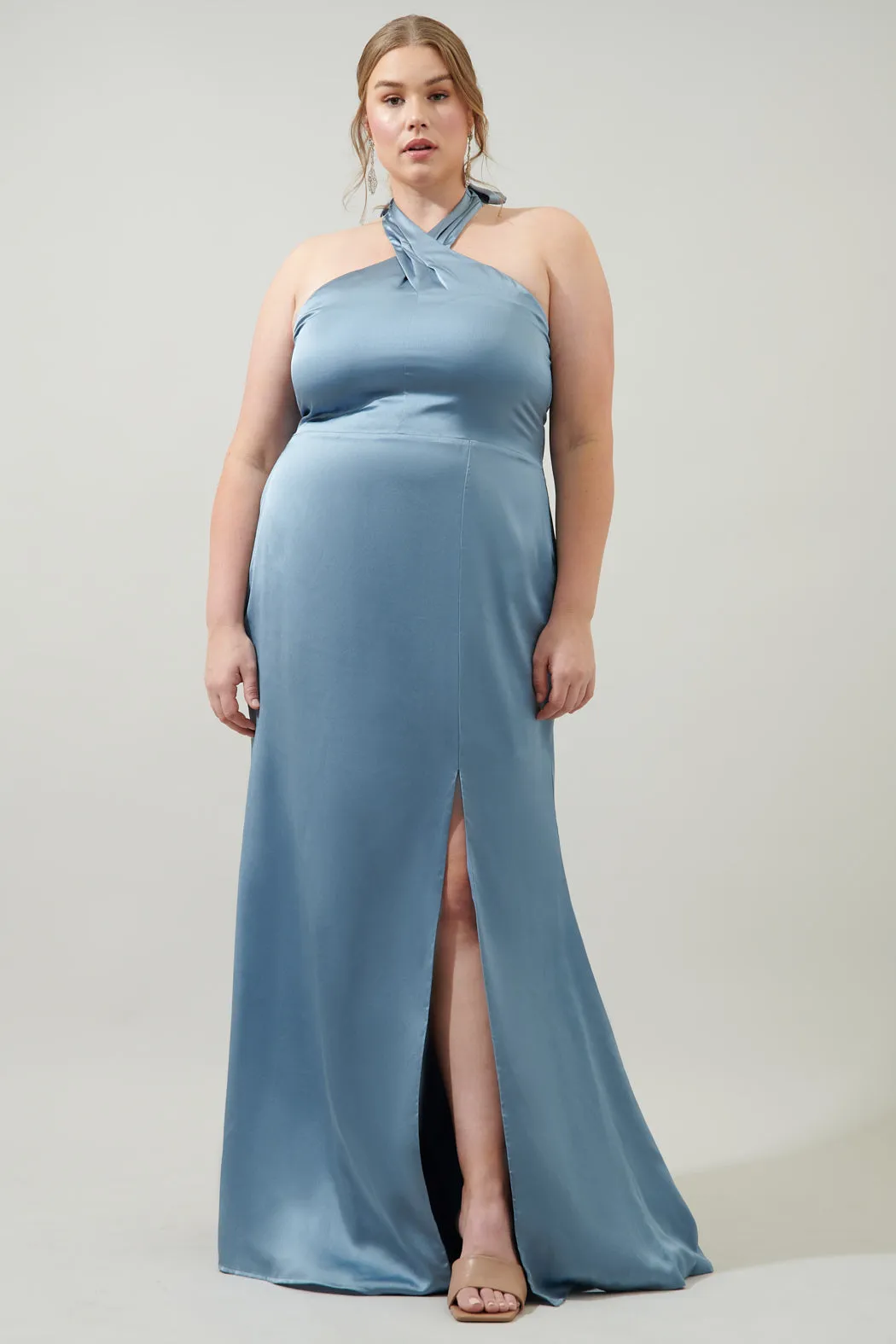 Spellbound Halter Satin Maxi Dress Curve sold by Sugarlips product image thumbnail 5