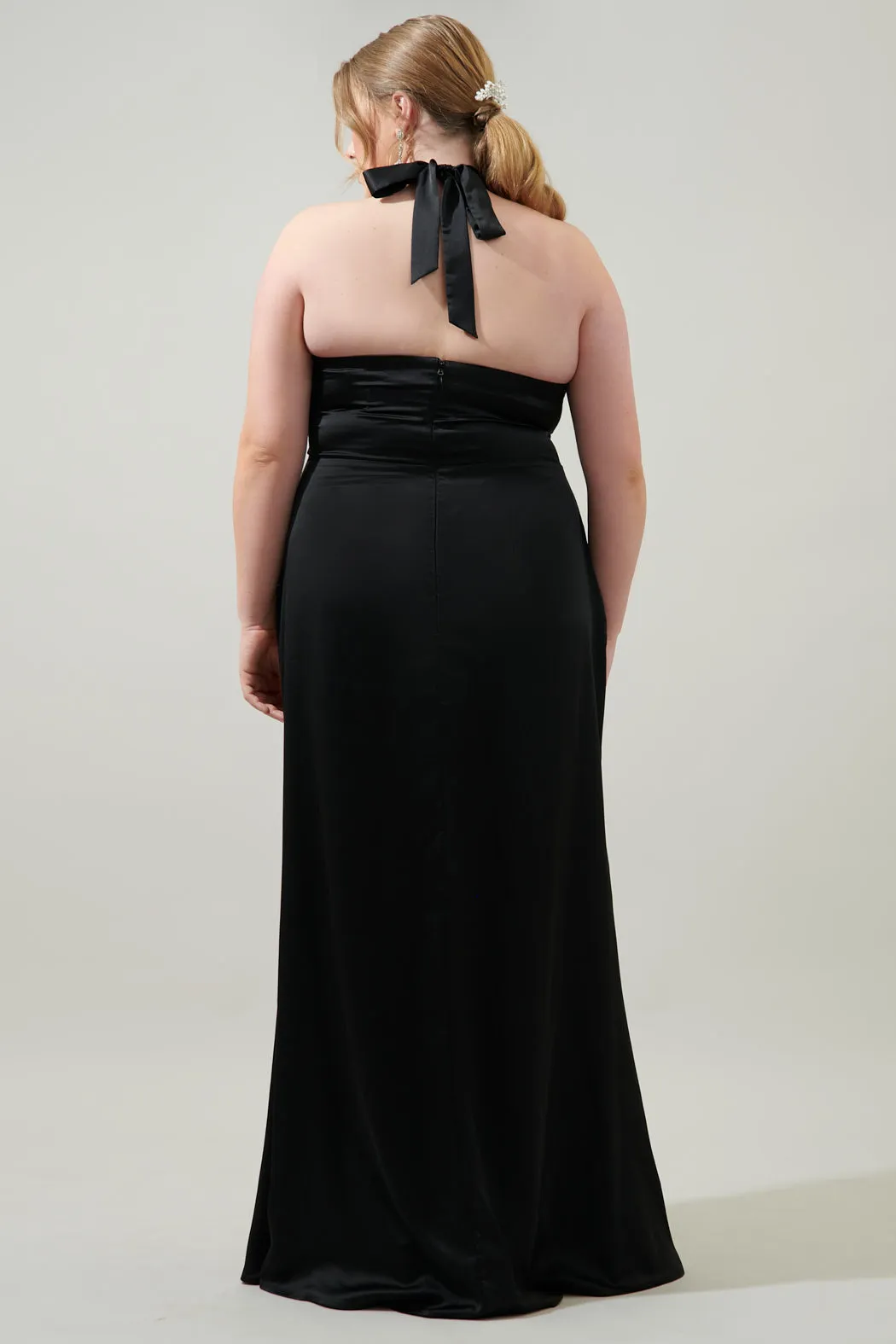 Spellbound Halter Satin Maxi Dress Curve sold by Sugarlips product image thumbnail 3