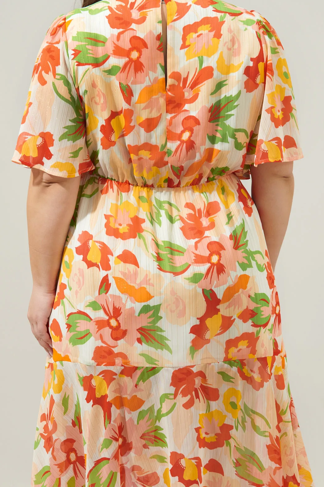 Kailua Floral Aerin Asymmetrical Flutter Midi Dress Curve sold by Sugarlips product image thumbnail 5