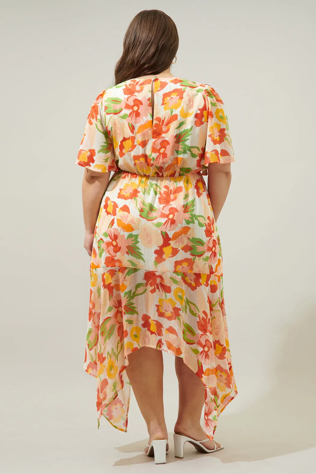 Kailua Floral Aerin Asymmetrical Flutter Midi Dress Curve sold by Sugarlips product image thumbnail 3