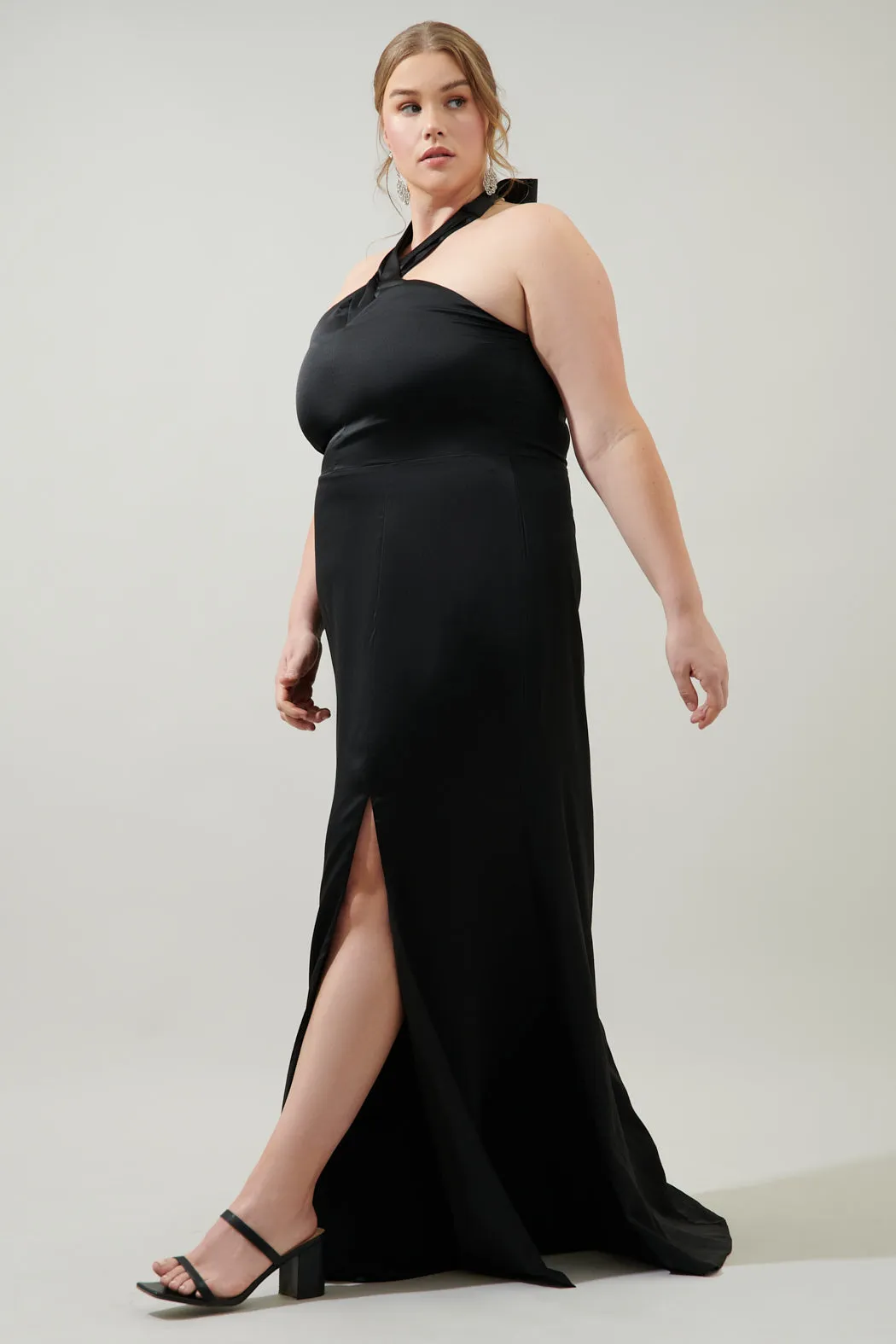 Spellbound Halter Satin Maxi Dress Curve sold by Sugarlips product image thumbnail 4