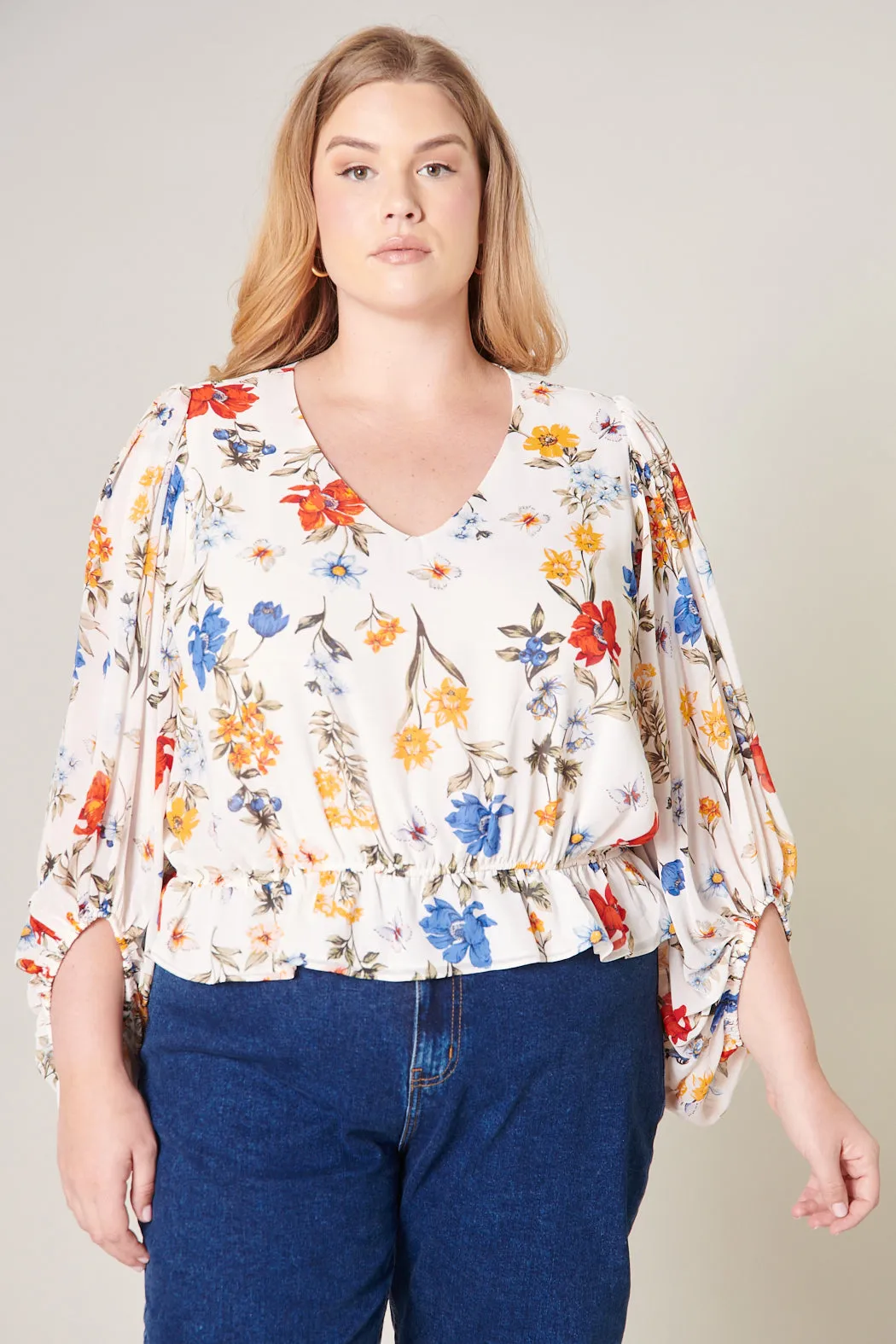 April Primary Floral Ways Balloon Sleeve Blouse Curve sold by Sugarlips product image thumbnail 2