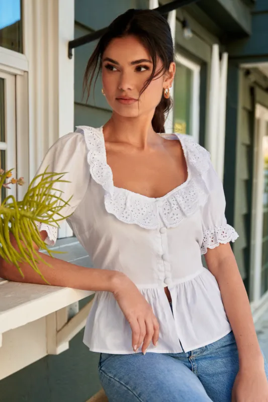 Fernanda Scallop Eyelet Blouse sold by Sugarlips