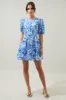 Lover Girl Blue Floral Alba Puff Sleeve Mini Dress sold by Sugarlips