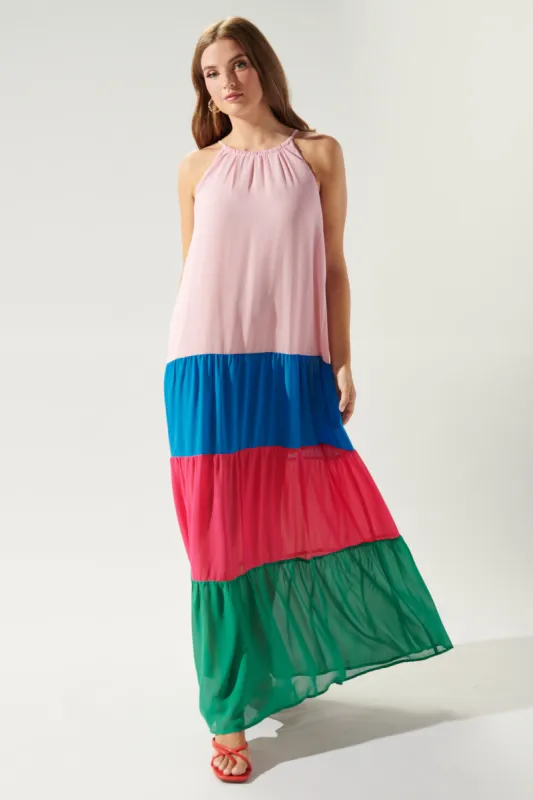 Rainbow Rays Colorblock Maxi Dress sold by Sugarlips