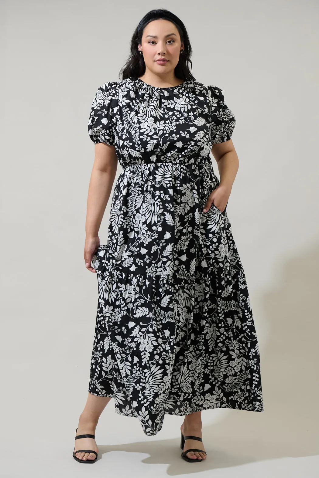 Pine Hill Floral Becca Tiered Maxi Dress Curve sold by Sugarlips
