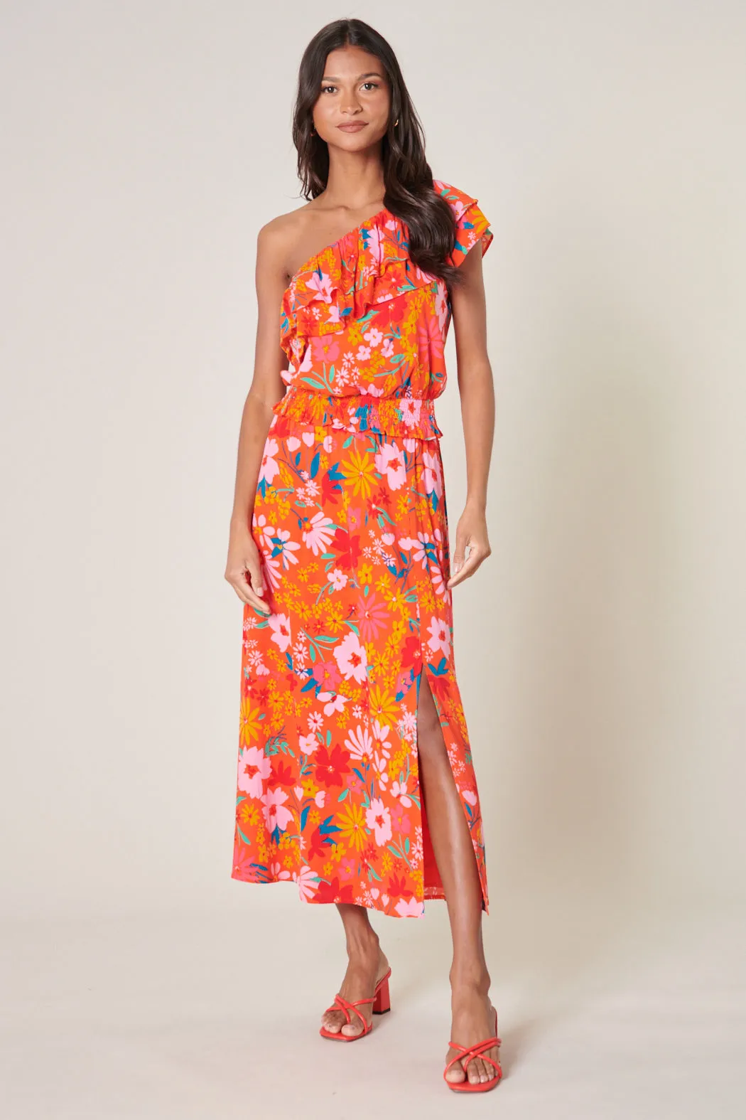 Southerland Floral One Shoulder Ruffle Crop Top sold by Sugarlips product image thumbnail 4