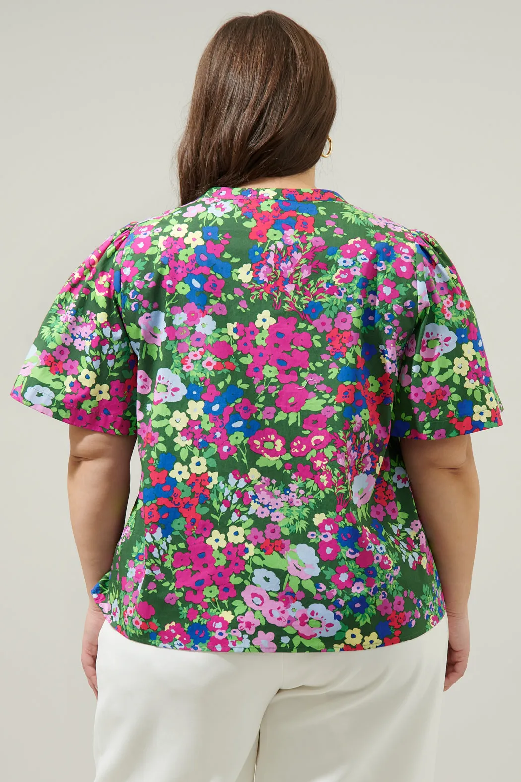 Trinity Floral Chrissy Split Neck Top Curve sold by Sugarlips product image thumbnail 2