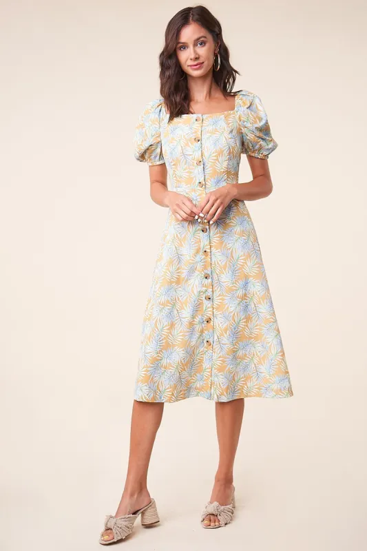 Madeline Floral Button Up Midi Dress sold by Sugarlips