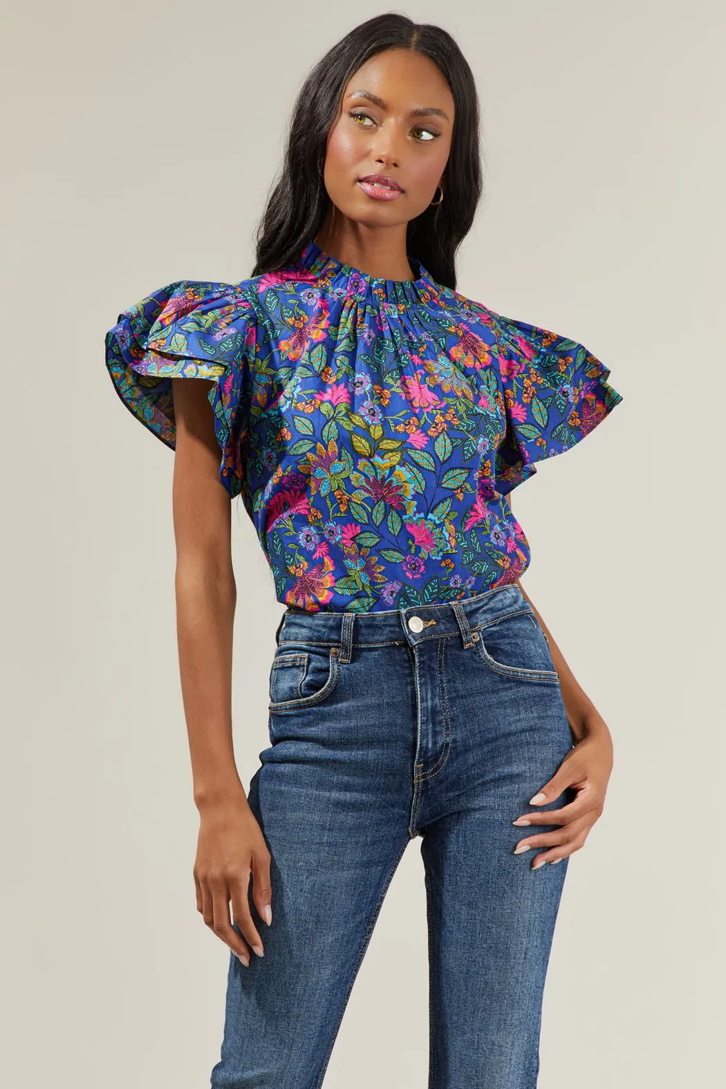 Karol Floral Ruffle Top sold by Sugarlips