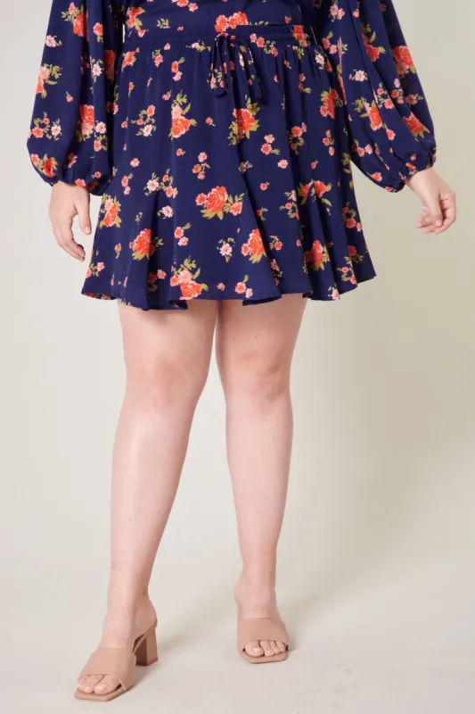 Roseanne Floral Lowell Fluted Mini Skirt Curve sold by Sugarlips