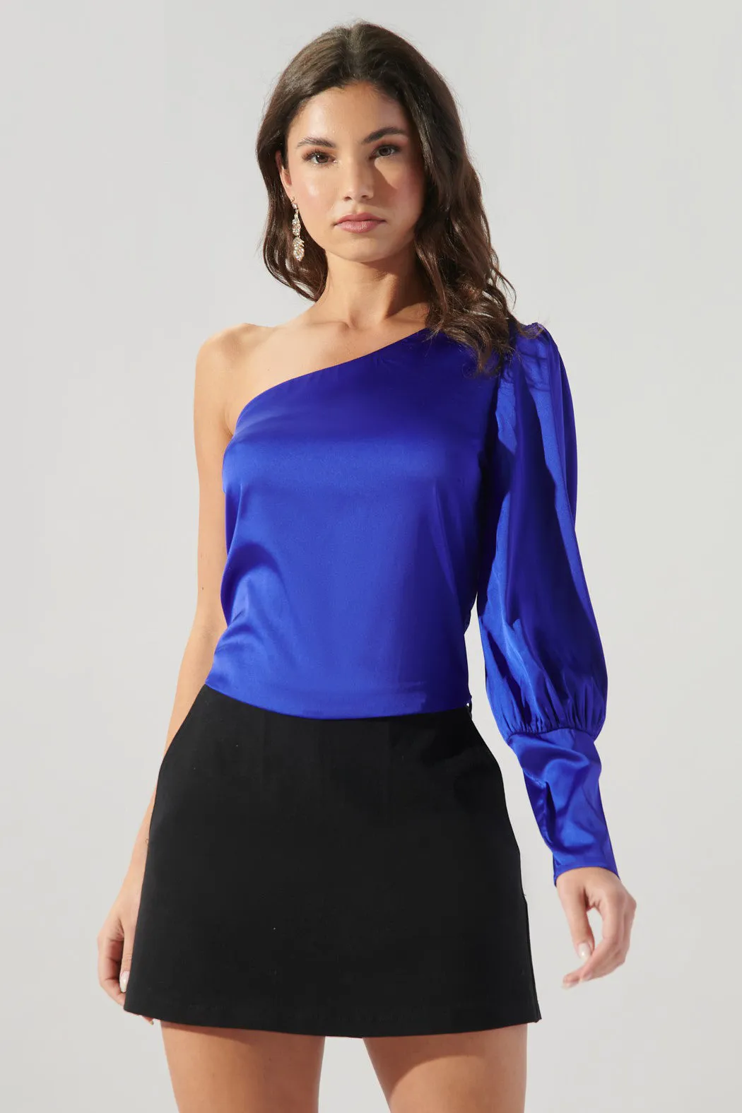 Good Time One Shoulder Satin Crop Top sold by Sugarlips product image thumbnail 2