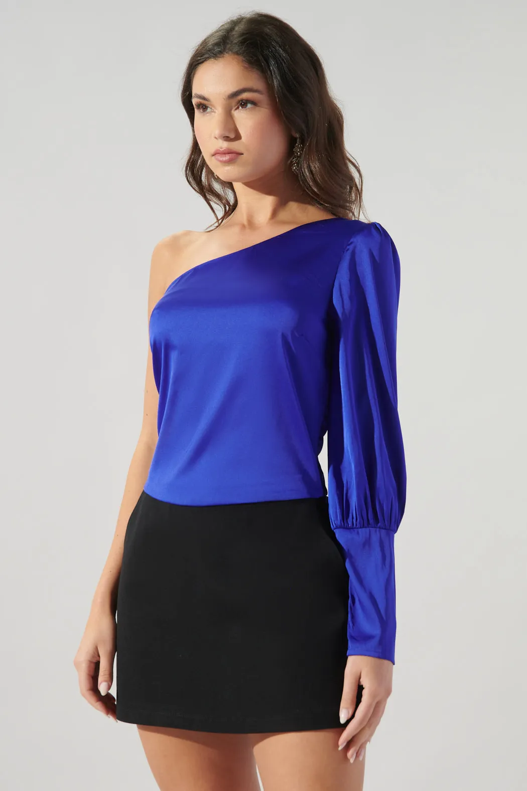 Good Time One Shoulder Satin Crop Top sold by Sugarlips product image thumbnail 4