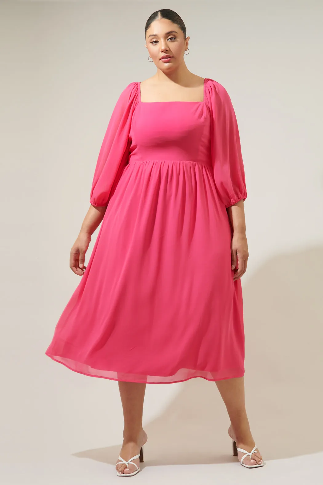 Amaretto Puff Sleeve Midi Dress Curve sold by Sugarlips product image thumbnail 5