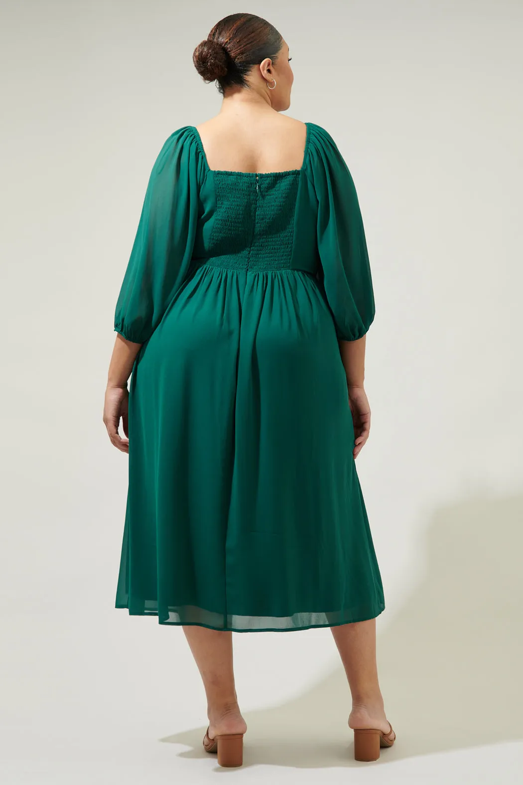 Amaretto Puff Sleeve Midi Dress Curve sold by Sugarlips product image thumbnail 2