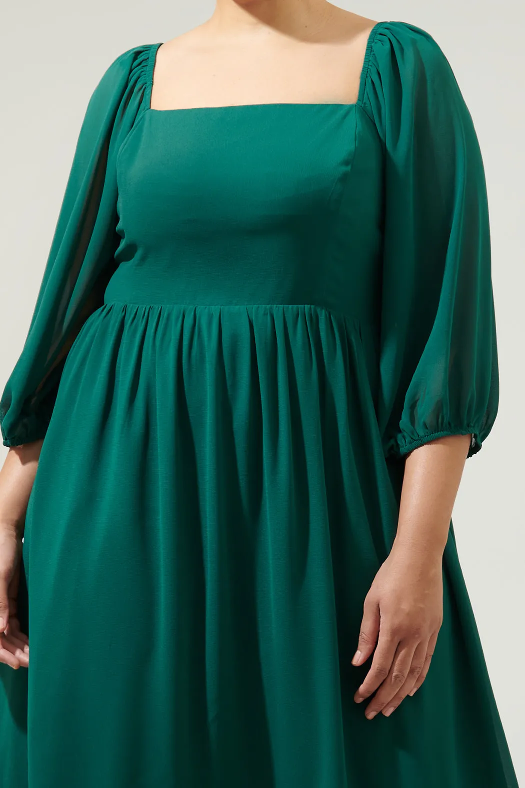 Amaretto Puff Sleeve Midi Dress Curve sold by Sugarlips product image thumbnail 4