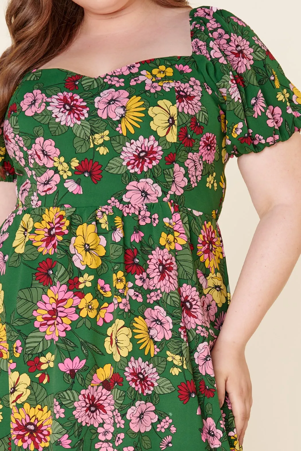 Everly Floral Alessi Puff Sleeve Midi Dress Curve sold by Sugarlips product image thumbnail 5