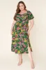 Everly Floral Alessi Puff Sleeve Midi Dress Curve sold by Sugarlips