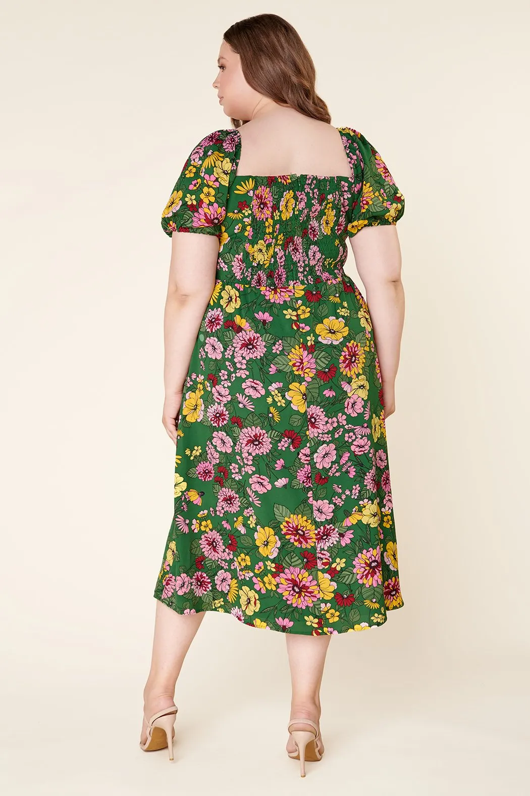 Everly Floral Alessi Puff Sleeve Midi Dress Curve sold by Sugarlips product image thumbnail 3