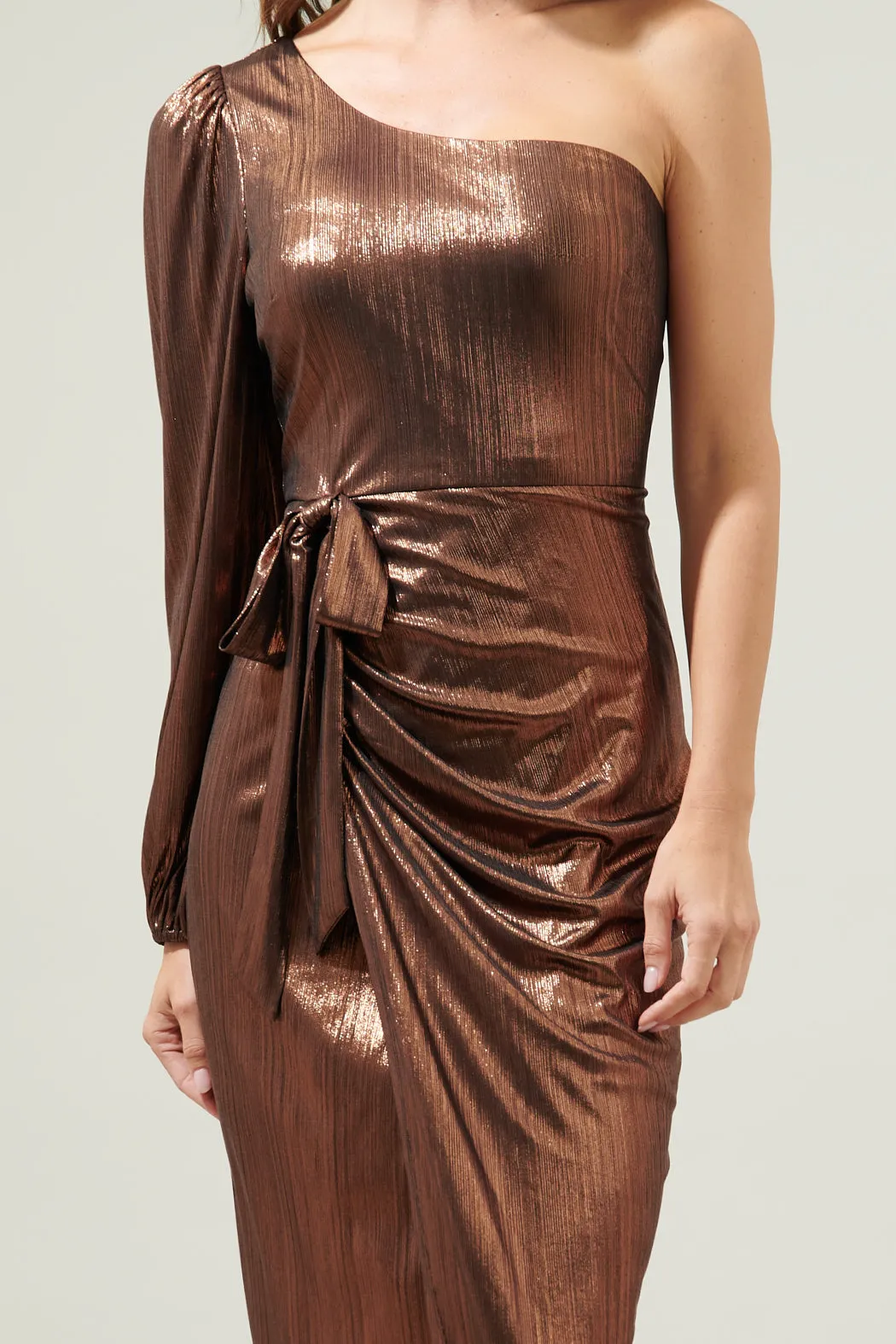 Nyla One Shoulder Wrap Midi Dress sold by Sugarlips product image thumbnail 5