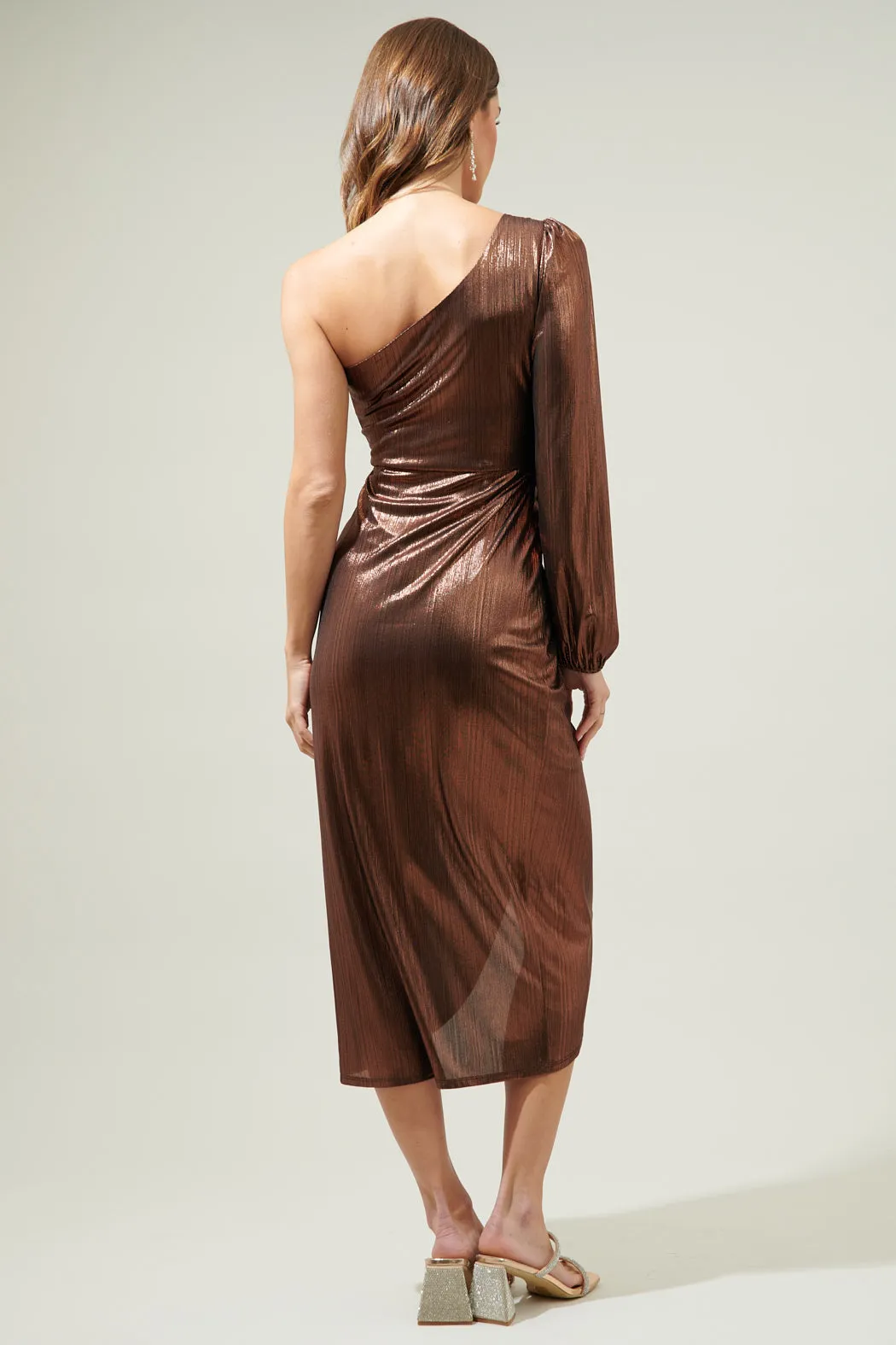Nyla One Shoulder Wrap Midi Dress sold by Sugarlips product image thumbnail 2