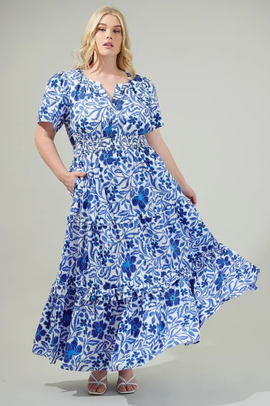 Celeste Floral Palmer Poplin Tiered Maxi Dress Curve sold by Sugarlips