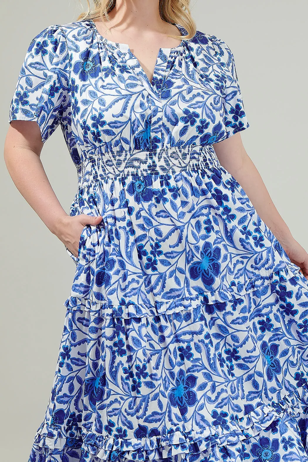 Celeste Floral Palmer Poplin Tiered Maxi Dress Curve sold by Sugarlips product image thumbnail 5