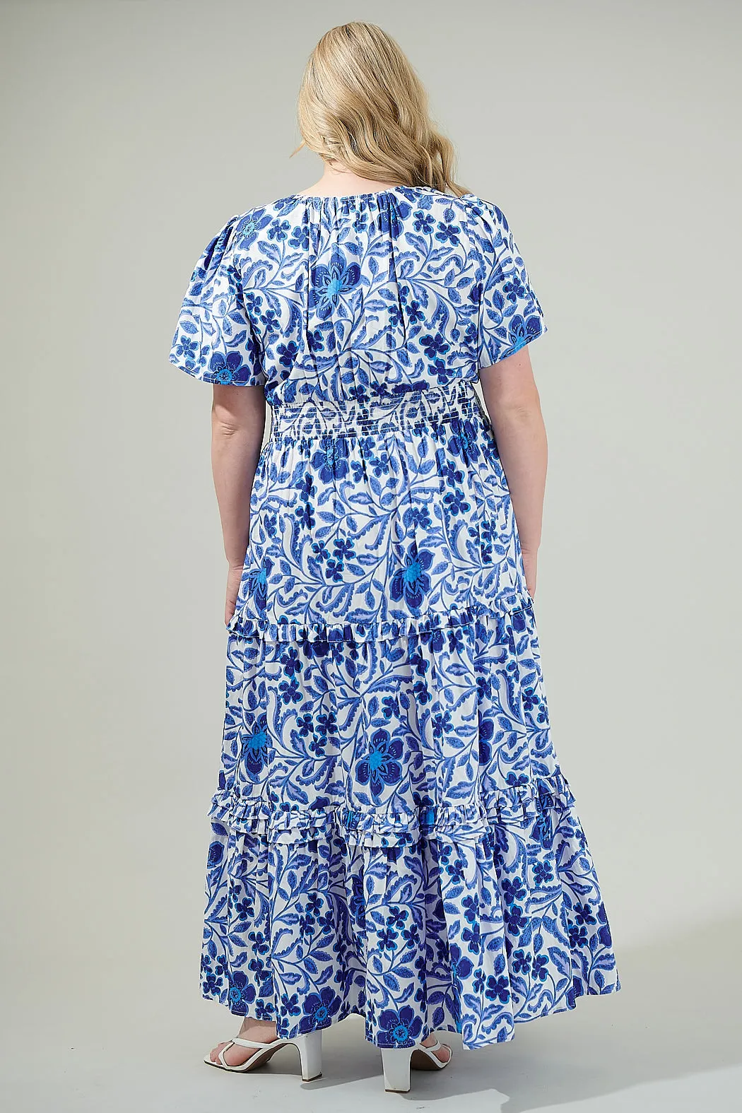 Celeste Floral Palmer Poplin Tiered Maxi Dress Curve sold by Sugarlips product image thumbnail 2