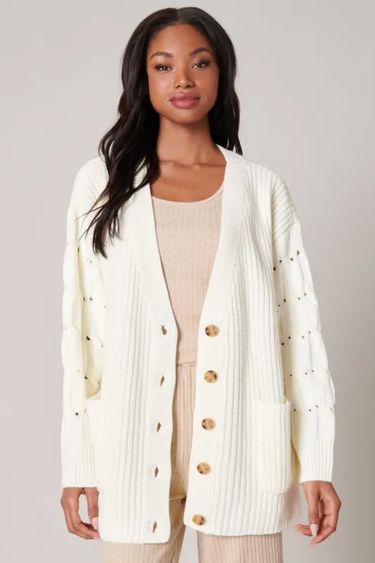 Sugarland Cable Knit Sleeve Cardigan sold by Sugarlips