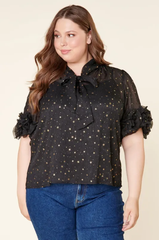 Cosmic Dreams Lida Tie Neck Top Curve made by Sugarlips