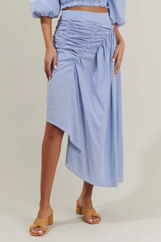 Sammy Striped Belen Ruched Midi Skirt sold by Sugarlips