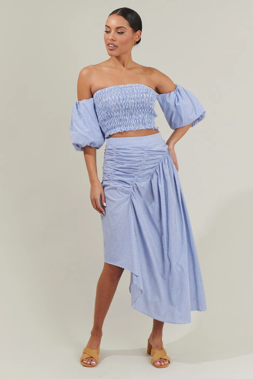 Sammy Striped Belen Ruched Midi Skirt sold by Sugarlips product image thumbnail 4