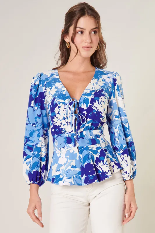 Gypsum Berry Floral Galley Long Sleeve Inset Blouse sold by Sugarlips