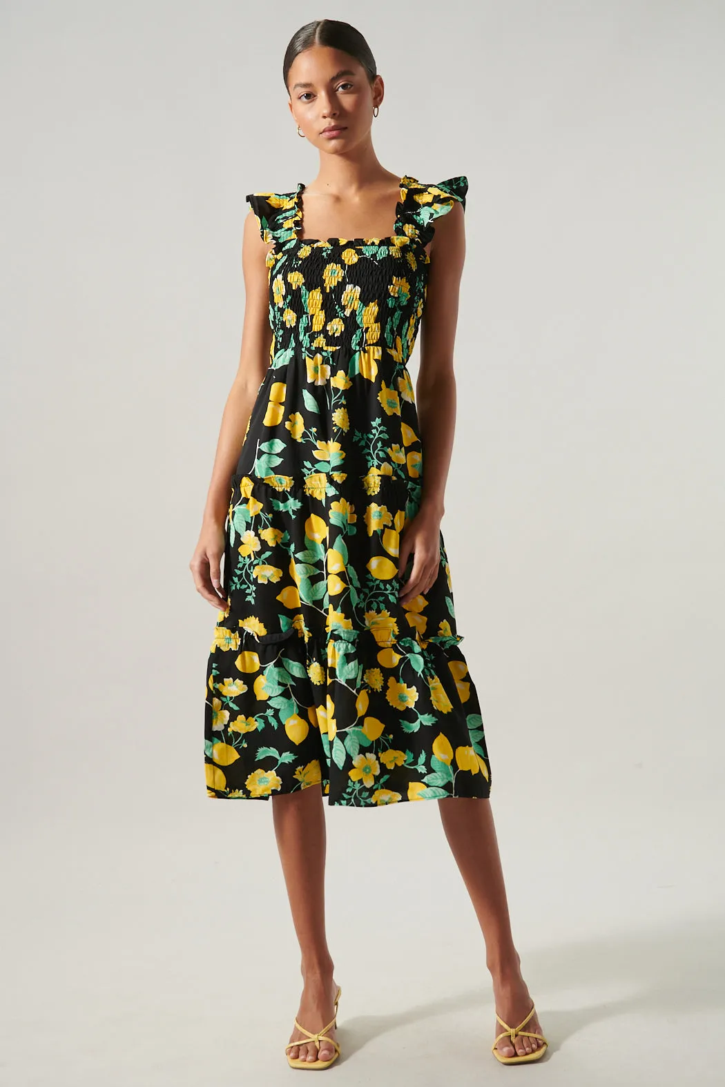 Lima Bayshore Smocked Bodice Midi Dress sold by Sugarlips product image thumbnail 4