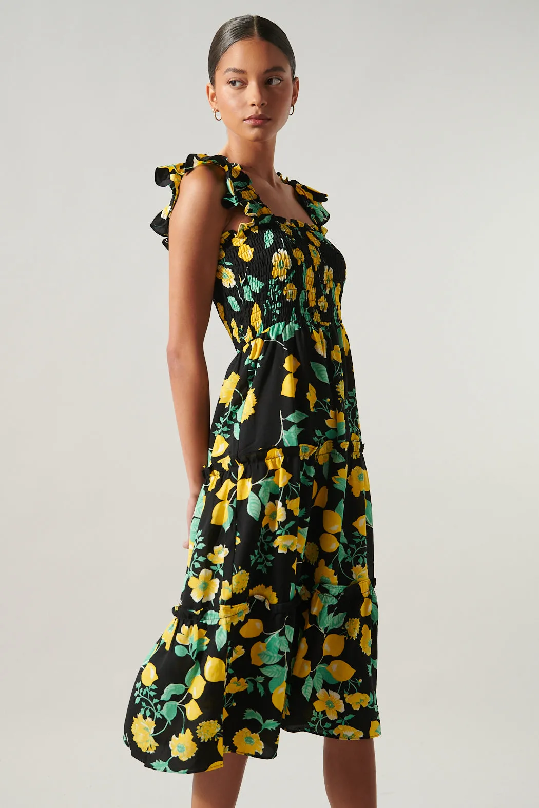 Lima Bayshore Smocked Bodice Midi Dress sold by Sugarlips product image thumbnail 2