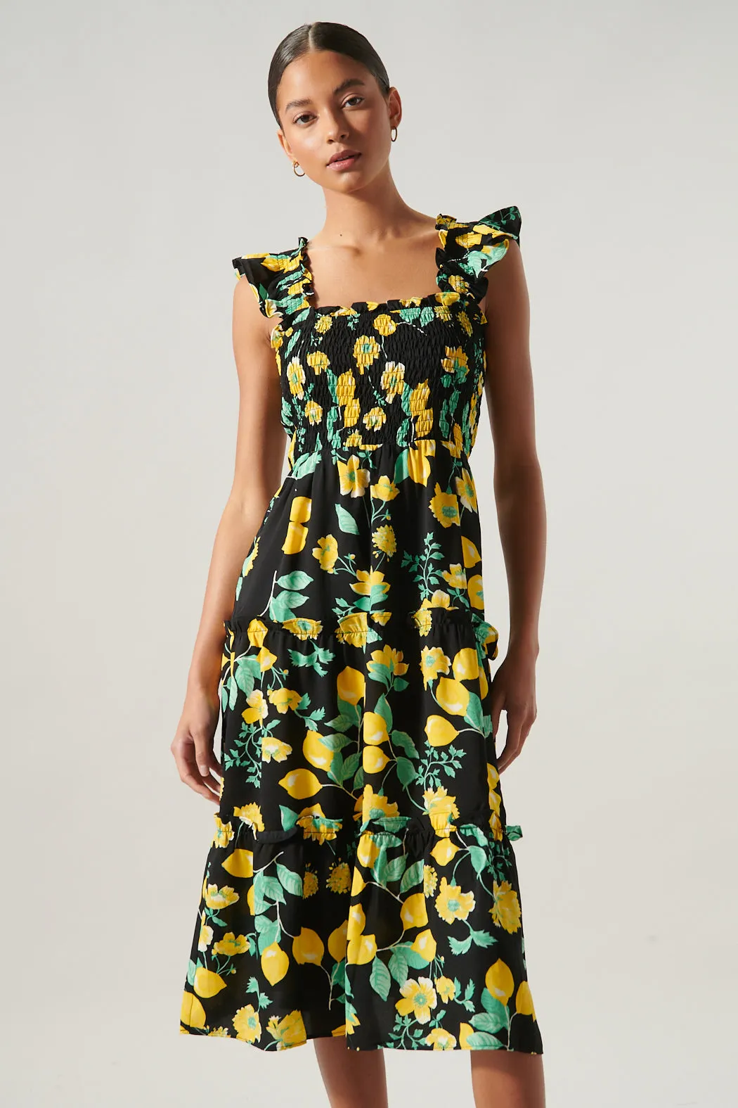 Lima Bayshore Smocked Bodice Midi Dress sold by Sugarlips