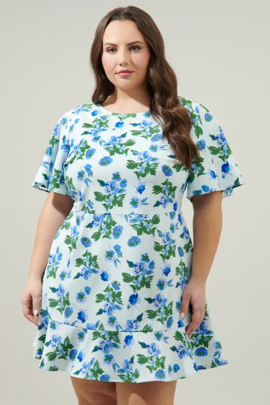Magnolis Floral Flouncy Mini Dress Curve sold by Sugarlips