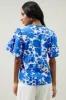 Marinelle Floral Poplin Chrissy Split Neck Top sold by Sugarlips