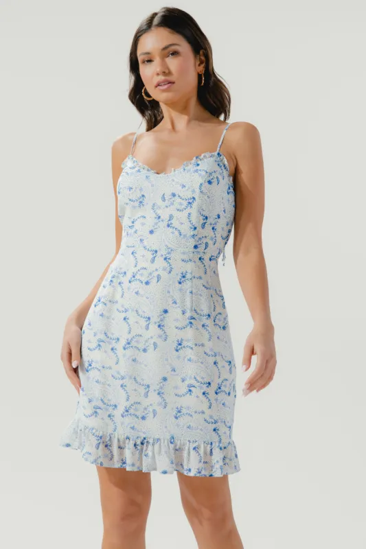 Corinna Paisley Kaia Tie Strap Mini Dress sold by Sugarlips