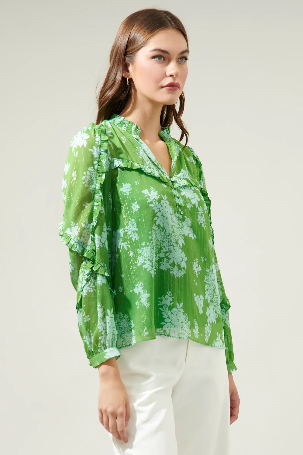 Polare Floral Ventura Split Neck Button Blouse sold by Sugarlips product image thumbnail 4